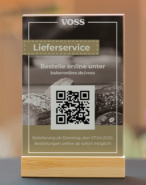 Bäckerei Voss Tischaufsteller Design