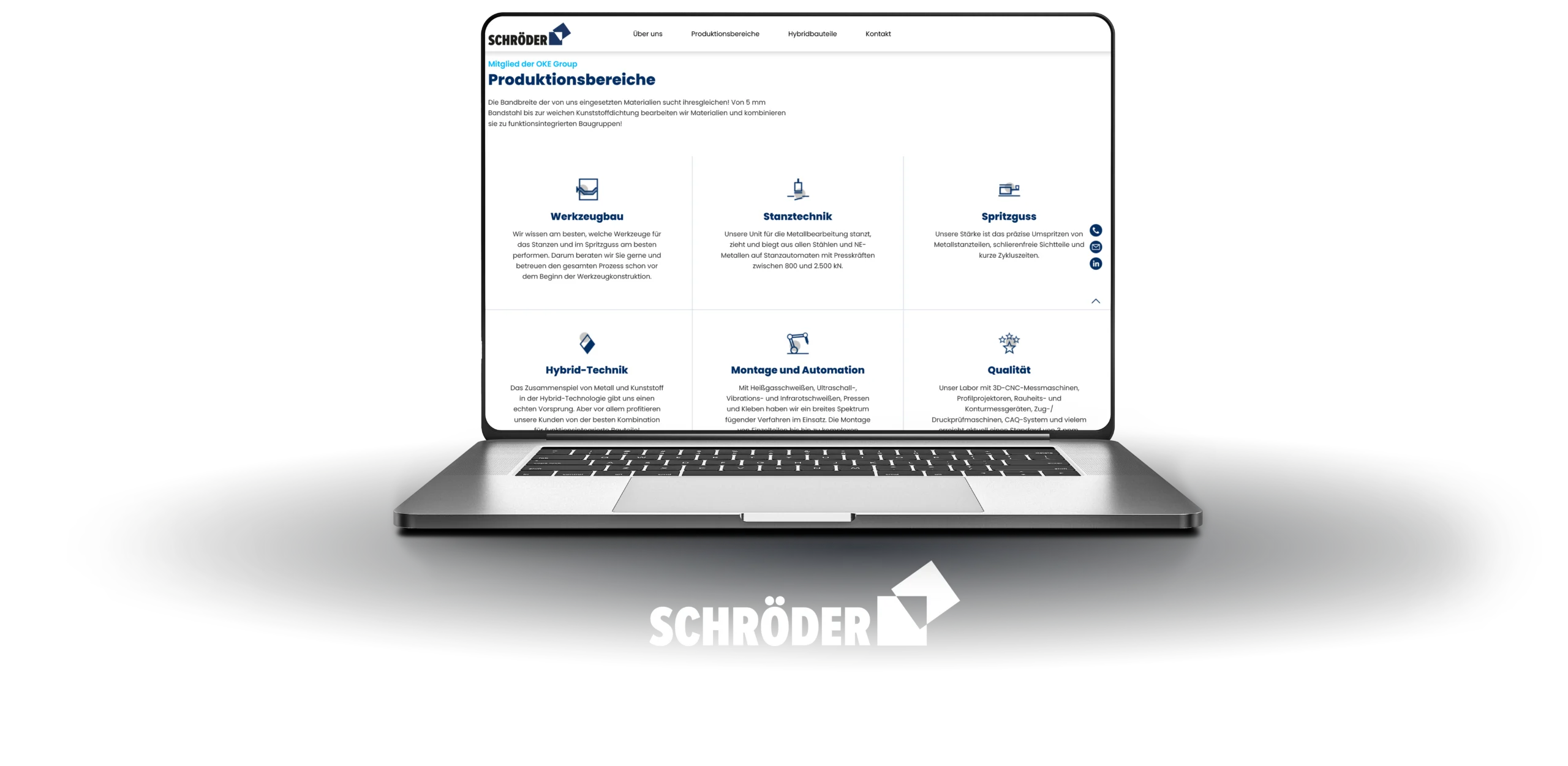 Schröder Hybrid Webseite Mockup