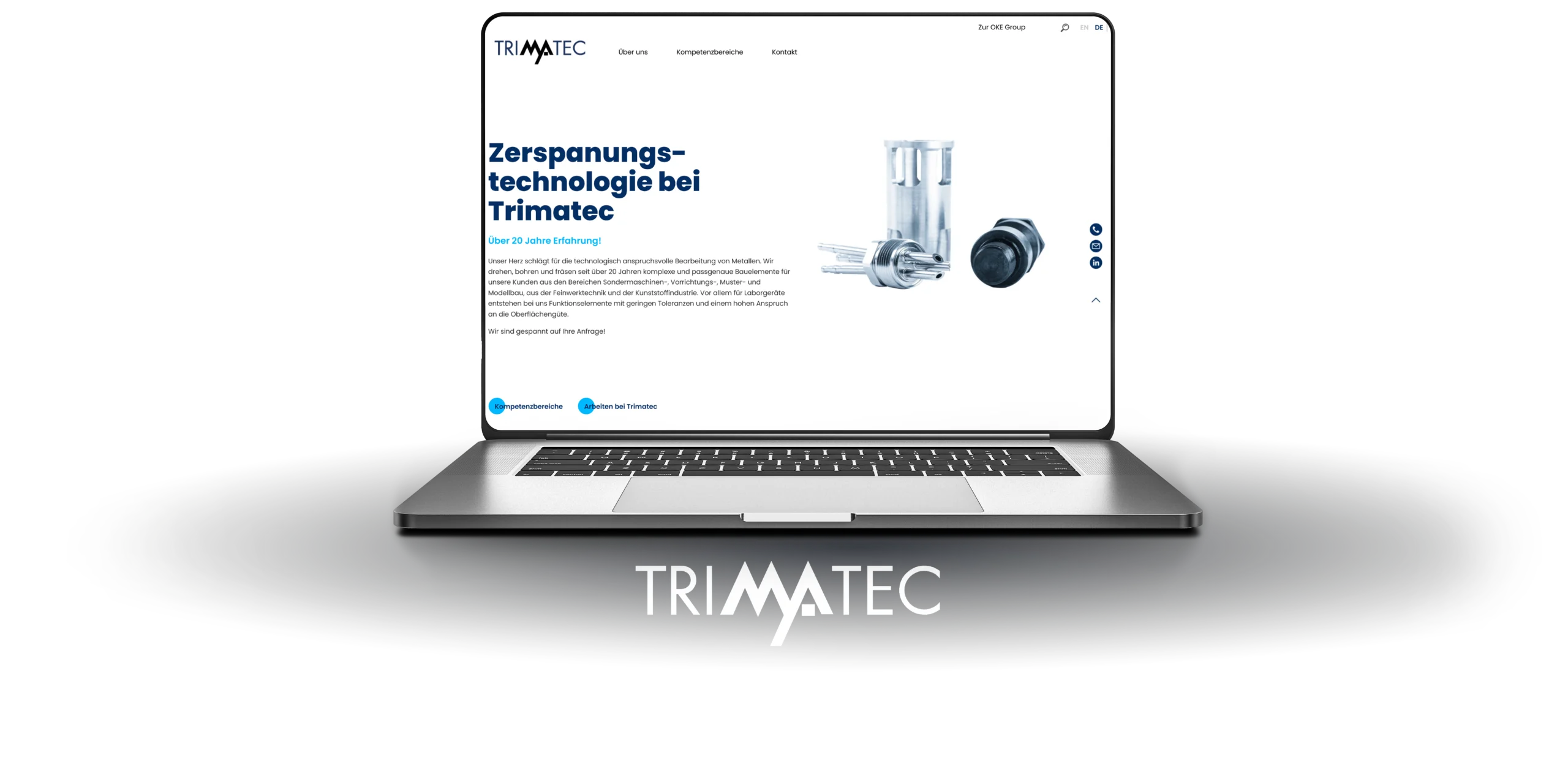 Trimatec Webseite Mockup