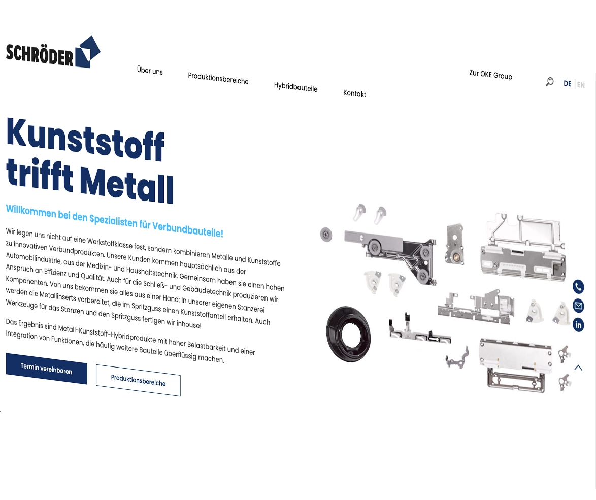 Schröder Hybrid Webseite Mockup