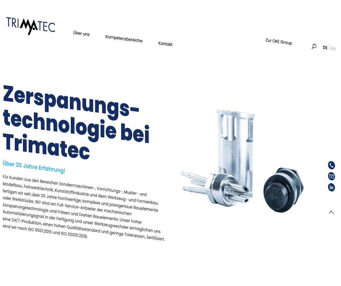 Trimatec Webseite Mockup
