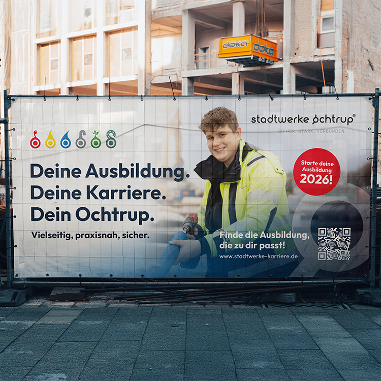 Bauzaunbanner der Stadtwerke Ochtrup