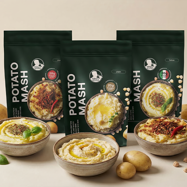 Produktverpackung Inszenierungen der drei Potato Mashes